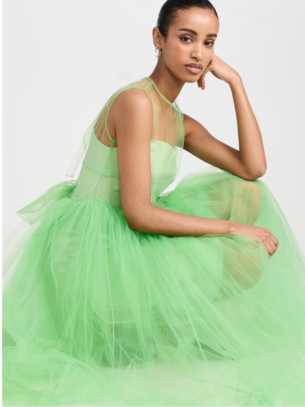 🆕 Sandy Liang - Mez dress
👗 Chartreuse Layered Tulle Midi Dress